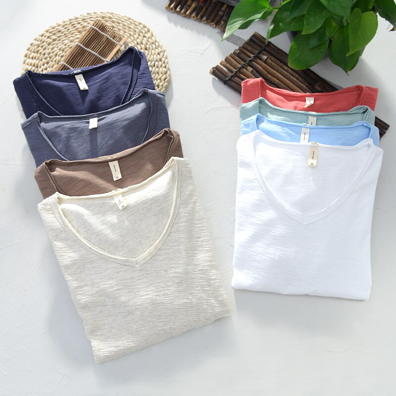 Men's V-neck Linen Cotton Shirt
