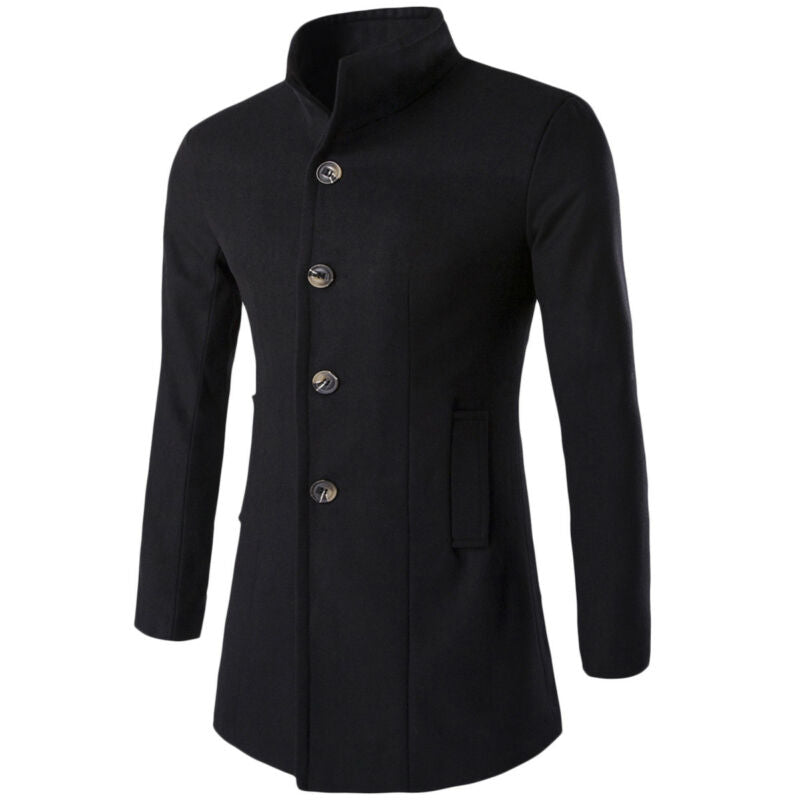 Men's Trench Coat with stand-up collar