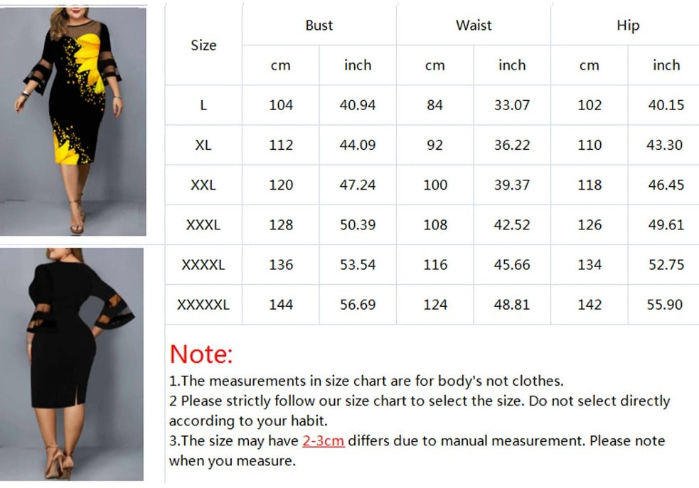 Plus Size Sunflower Print Casual Wear