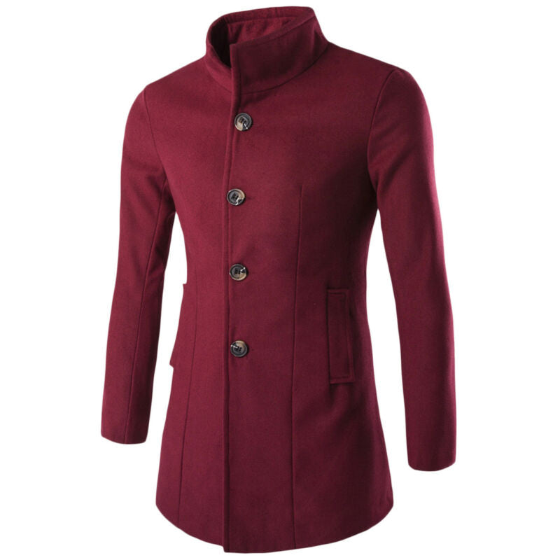 Men's Trench Coat with stand-up collar