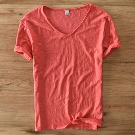 Men's V-neck Linen Cotton Shirt