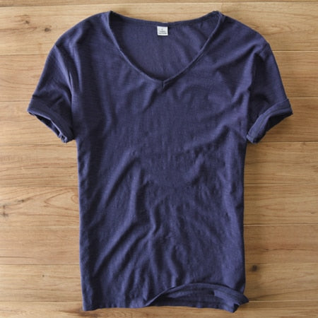 Men's V-neck Linen Cotton Shirt
