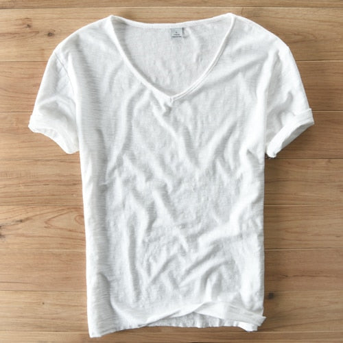 Men's V-neck Linen Cotton Shirt