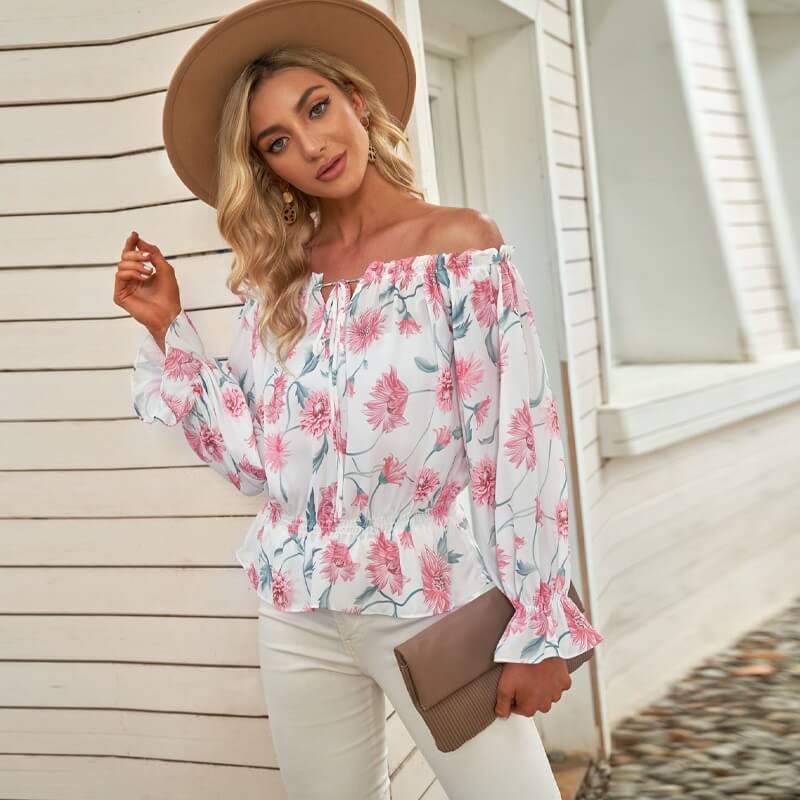 Floral Blouse with Ruffled Sleeves