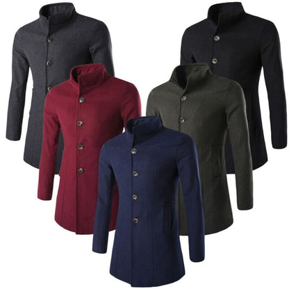 Men's Trench Coat with stand-up collar