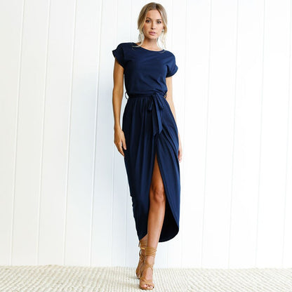 Maxi dress with short sleeves 