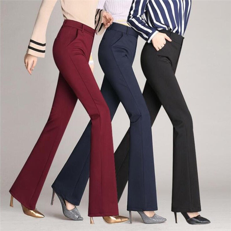 Slim Flared High Waist Trousers