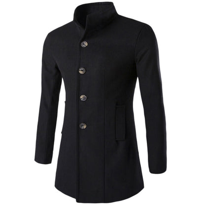 Men's Trench Coat with stand-up collar