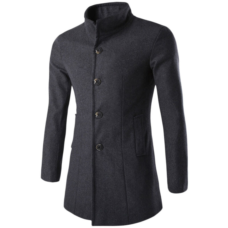 Men's Trench Coat with stand-up collar