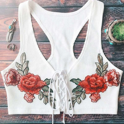 Sexy Retro Embroidered Strappy Top