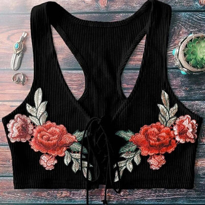 Sexy Retro Embroidered Strappy Top