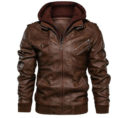 Men's artificial leather motorcycle jacket