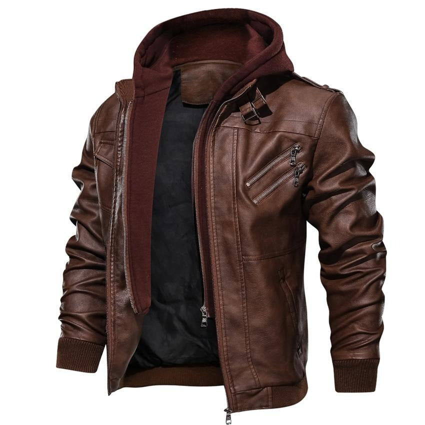 Men's artificial leather motorcycle jacket