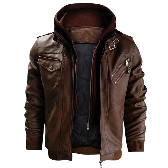 Men's artificial leather motorcycle jacket