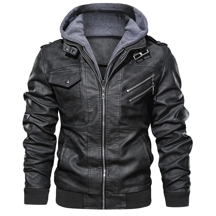 Men's artificial leather motorcycle jacket