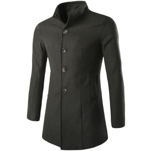 Men's Trench Coat with stand-up collar