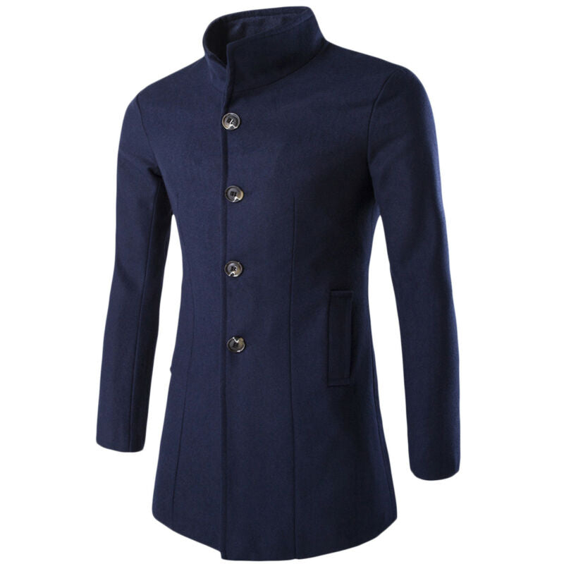 Men's Trench Coat with stand-up collar