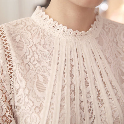 Long Sleeve Chiffon Lace Crochet Tops