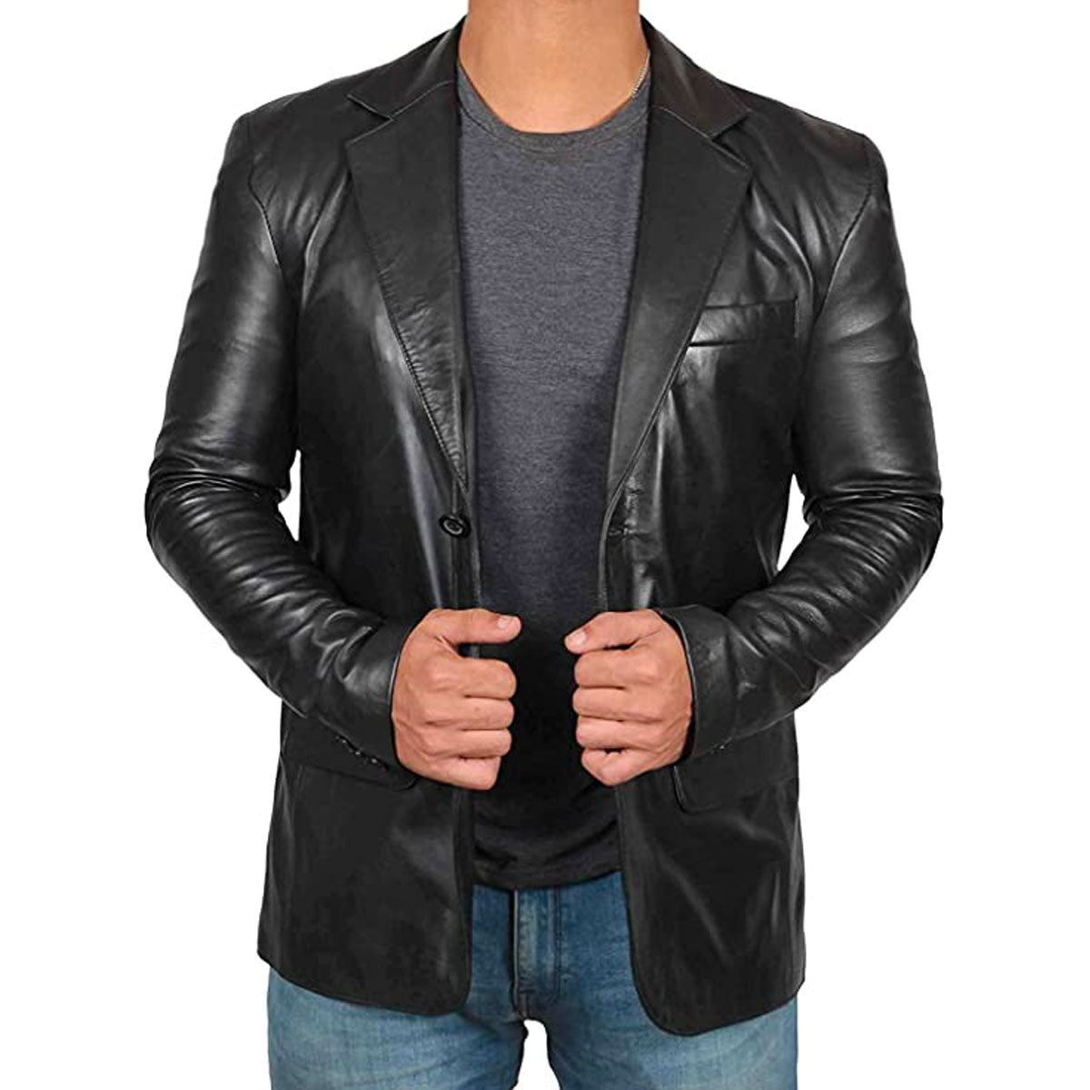 Men's leather blazer jacket