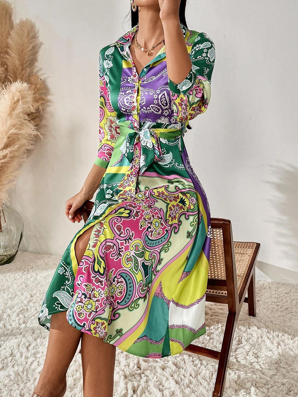 Dress with printed shirt